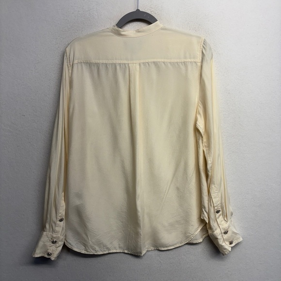 J Crew Classic Jeweled Button Down Blouse 8 Cream Sheer HOL 23 Mandarin Collar - Picture 2 of 7